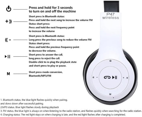 Upgraded Hybrid Noise Cancelling Headphones, Wireless Bluetooth with Mic, Fast Charging, Deep Bass, Soft-Earpads, White