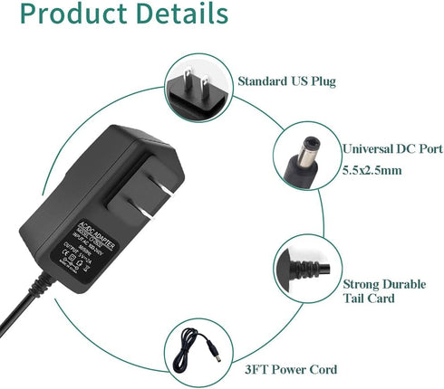 5V 2A DC Power Supply Adapter, 100-240V AC to DC 5 Volt 2 Amp for TV Box LED Strip Lights Speaker