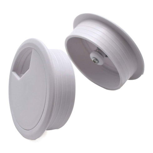2 Inch White Wire Grommets and Cable Ties Kit, Desk Hole Cover for Computer Desk, 2pcs Grommets + 6 Ties