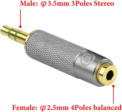 Geekria 3.5mm (1/8") Stereo Male to 2.5mm Balanced Female Headphone Plug Adapter, Compatible with Player Amplifier Etc.