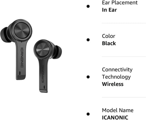 Wireless Earbuds with True 5.0 Bluetooth, Immersive Sounds, Charging Case, IPX5 Sweatproof, Black