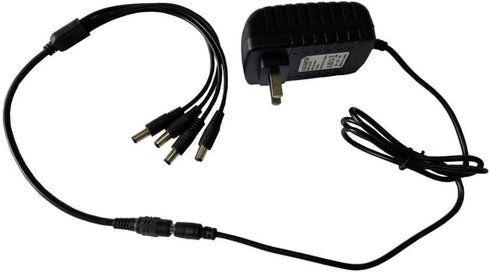 Yuarisx AC100-240V 12V 2A 24W 4 Security Camera Power Supply Adapter to DC Converter Transformer with Port Power