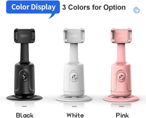 Auto Face Tracking Tripod, 360° Rotation Auto Tracking Phone Holder, No App Required, with Adjustable Lens Stable Base Phone Holder for Vlogs, Live Streaming & Video Chats (White)