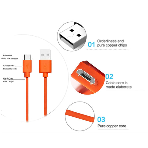Replacement Fast Charging Cable for Ring Video Doorbell (2020 Release) 2/3/3 Plus/4, Pro/Plus, 3.3ft Orange