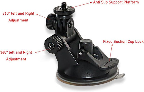 2 Pack Dash Cam Suction Cup Mount with 1/4 Screw Thread for Car Dashcam, GPS, Action Camcorder