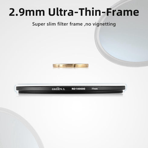 49mm Slim ND100000 Filter, 16.6-Stop Fixed Neutral Density ND Filter for Camera Lens