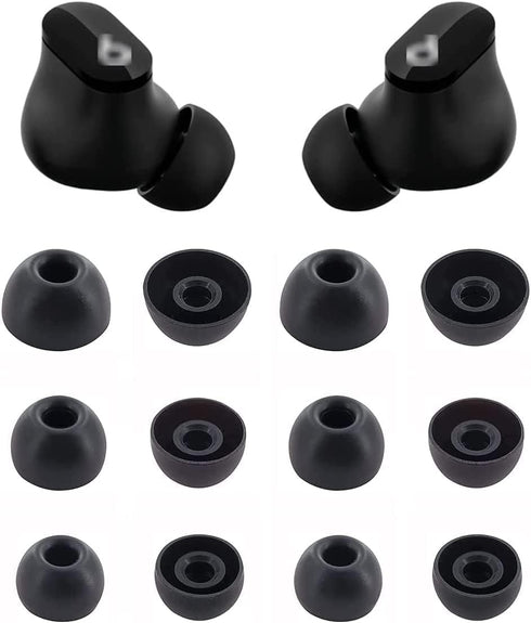 Silicone Eartips for Beats Studio Buds + | Replacement Earbud Tips, 6 Pairs S/M/L, Fit in Case, Black