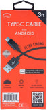 Zeikos iHIPP07 iHip 3 Foot PVC Black Cable Type-C for Android