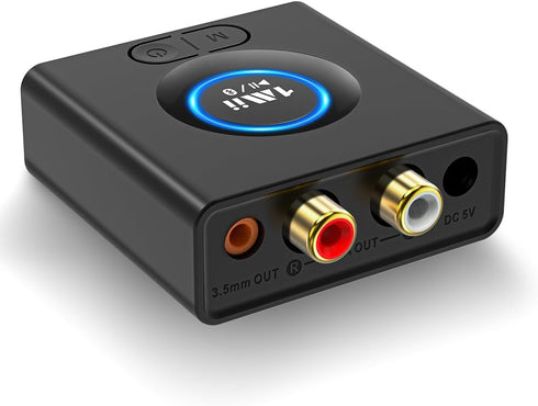 1Mii Bluetooth Receiver for Home Stereo, Wireless AUX & RCA Adapter, Dual Device