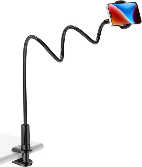 Tryone Gooseneck Phone Holder Stand for Bed, Flexible Arm Adjustable Mount Clamp for iPhone 14 Pro Max, Samsung, Other