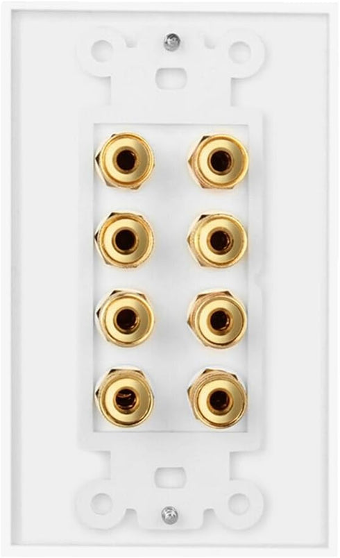 4 Setup DIYTECH Speaker Wall Plate, Home Theater Wall Plate, Gold Plated Binding Posts, for Home Theater