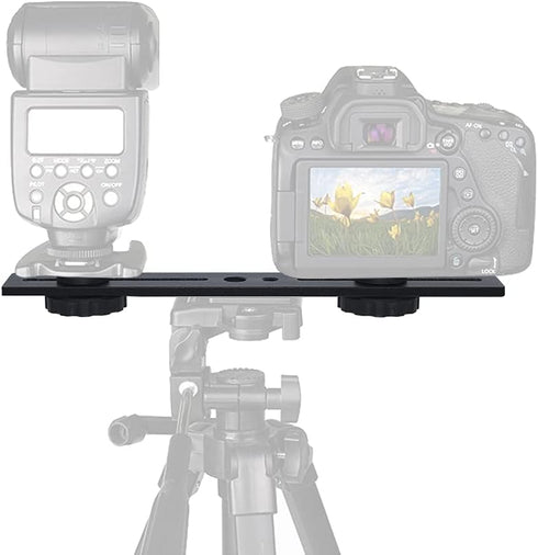 8"/20cm Dual Speedlite Camera Mount Tripod Bracket Flash Extension Bar for LED Video Light and DSLR Flash Light
