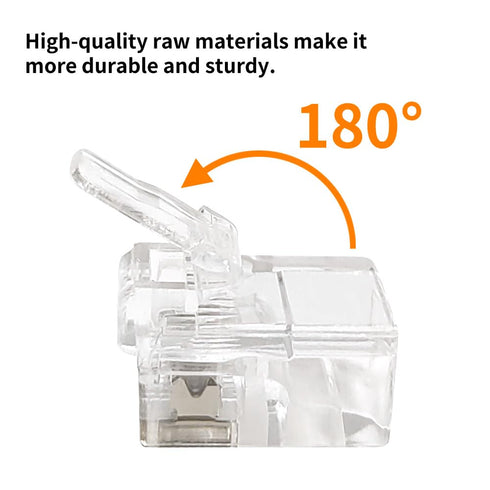 RJ12 6P6C Connectors (100 Pieces Pack), 6 Pin Telephone Line Cable Wire Male Plug