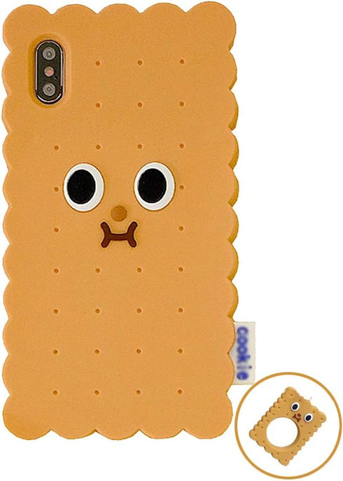 UnnFiko 3D Cute Cookie Case for iPhone 11, Creative Soft Gel Rubber Protection Cover with Ring Holder