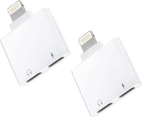 iPhone Dual Lightning Headphone Adapter Audio Charger (2pack) Jack Dongle Splitter 2in1 Adaptador Para AUX Earphone