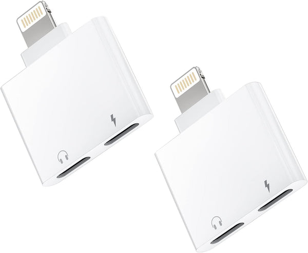 iPhone Dual Lightning Headphone Adapter Audio Charger (2pack) Jack Dongle Splitter 2in1 Adaptador Para AUX Earphone