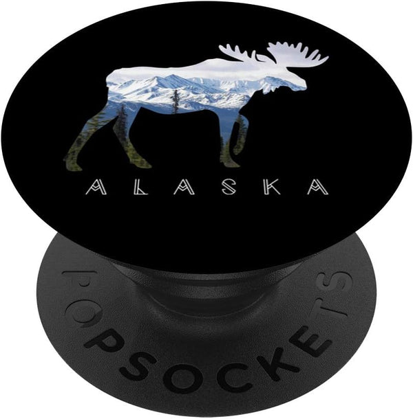 Alaskan Moose and Alaska Landscape Souvenir PopSockets Grip and Stand for Phones and Tablets
