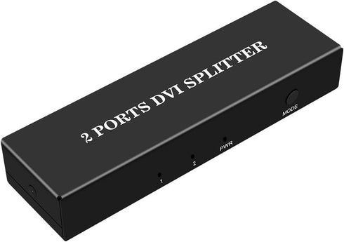 DVI Splitter 1x2, 1 In 2 Out Video Splitter HD 1080P with US Power Adapter