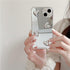 Mirror Senior Silver Cute Heart Soft Silicone Clear Makeup Mirror Case for iPhone 15 Pro Max, Shockproof Protect Cover