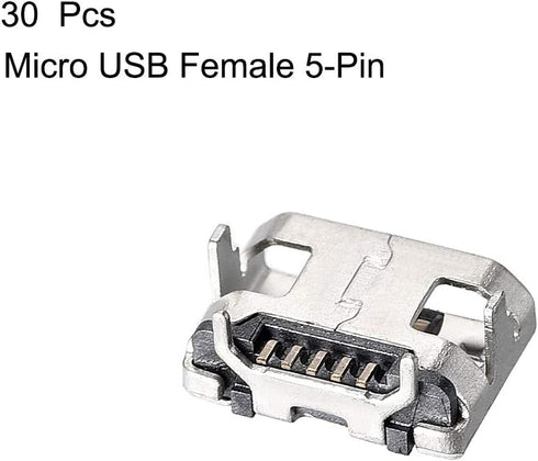 uxcell 30PCS Micro USB Female Socket Connector Jack Port, 5-Pin DIP Replacement Adapter