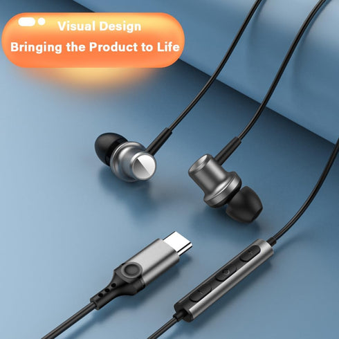 USB Type C Earphones, Wired Earbuds with Magnetic Bass, Noise Canceling Headsets for iPhone 15 Pro Max, Galaxy S23