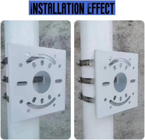 Universal Security Camera Vertical Pole Mount Bracket, Solid Metal Adapter with 3 Loops for CCTV Cameras