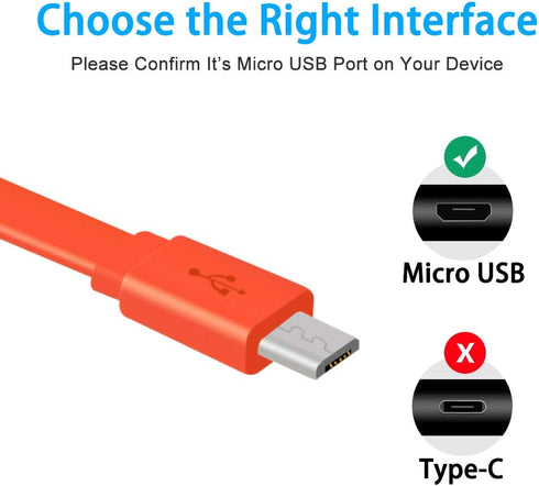 VOTY 2 Pack Micro USB Charger Flat Cable, 3.3FT Fast Charging for JBL Speaker, Logitech UE Boom, Charge Clip Flip 2-4.