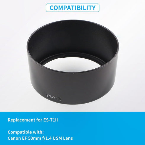 Camera Lens Hood Shade, Dedicated Bayonet Mount Hood Compatible for Canon EF 50mm f/1.4 USM Lens Replaces ES-71II