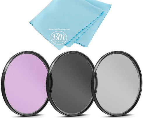 37mm 3 Piece Filter Kit (UV-CPL-FLD) for Canon HF W10, HF W11, Olympus Pen E-PL10, OM-D E-M10 Mark IV