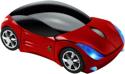 2.4GHz Wireless Mouse Cool 3D Sport Car Shape Ergonomic Optical Mice for PC Laptop Women Small Hands (Red)