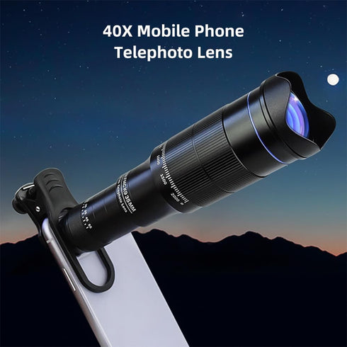 Andoer 40X Mobile Phone Telephoto Lens Kit with Clip, Mini Tripod, Remote Shutter for Hiking, Camping, Wildlife