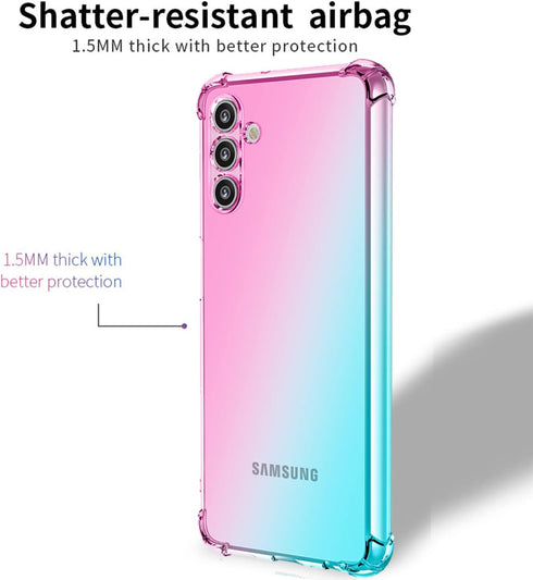 Osophter Clear Case for Galaxy A13 5G, Transparent TPU Shock-Absorption Cover for Samsung A13 5G (Pink Teal)