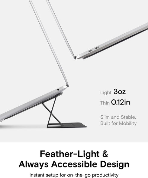 MOFT Invisible Slim Laptop Stand, Adhesive and Reusable, Adjustable for Laptops Up to 15.6", Grey