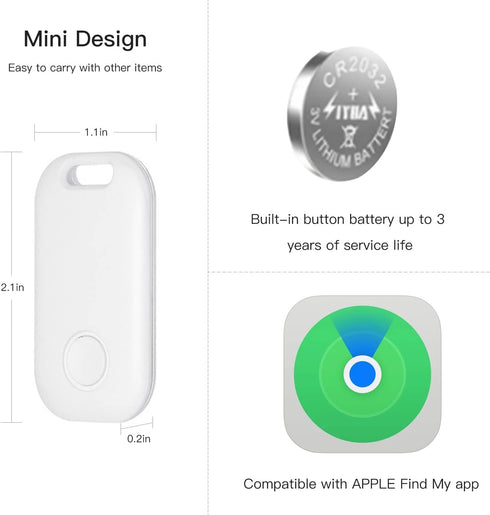 2 Pack Key Finder - Smart Bluetooth Tracker, Anti-Lost Device for Keys and Bags, Works with Apple Find My, iOS Only