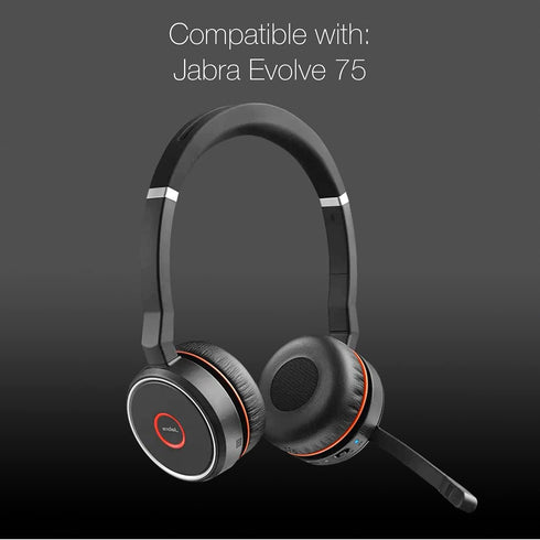 Ear Pad Cushions for Jabra Evolve 75 Wireless Bluetooth Headset, 2pk Spare Leatherette Replacement Cushions for Jabra
