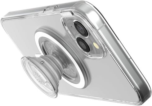 PopSockets iPhone 15 Plus Case with Round Phone Grip, Clear, Compatible with MagSafe, Wireless Charging
