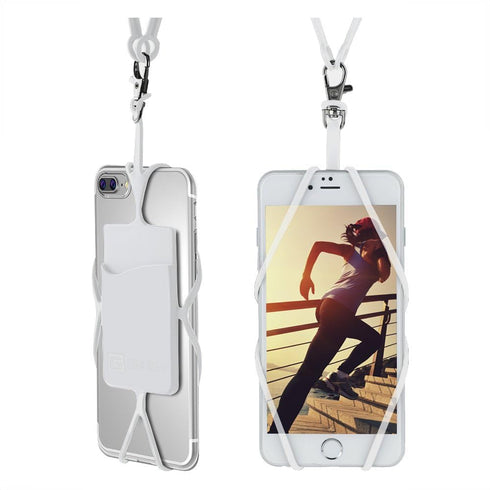 Gear Beast Cell Phone Lanyard - Universal Neck Phone Holder with Card Pocket and Silicone Neck Strap, Clear