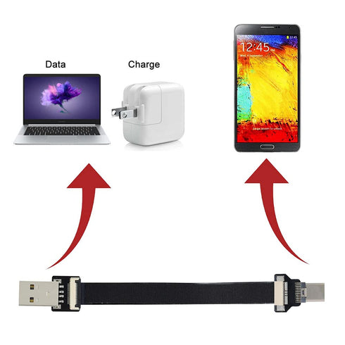 xiwai 2.0M USB 2.0 Type-A Male to Type-C Male Data Flat Slim FPC Cable for Disk, FPV & Phone