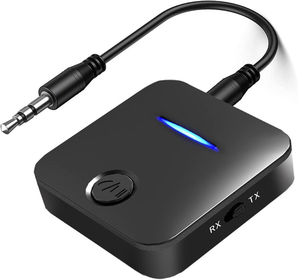 BCletty Bluetooth 5.4 Transmitter and Receiver, 2-in-1 Wireless Audio Adapter with Built-in Microphone