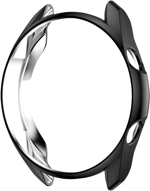 Compatible Samsung Galaxy Watch 3 Case 41MM 45MM, Soft Plated TPU Scratch-Resistant Protector Cover (Black, Clear)