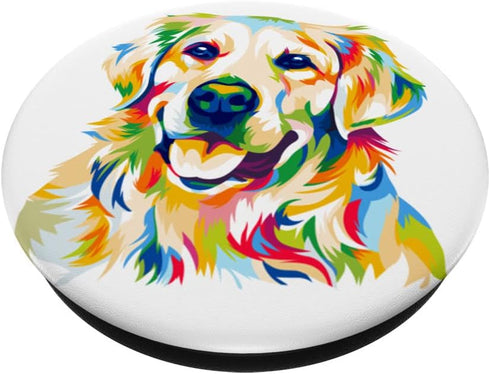 Colorful Pop Art Portrait of Golden Retriever Owner PopSockets Swappable PopGrip