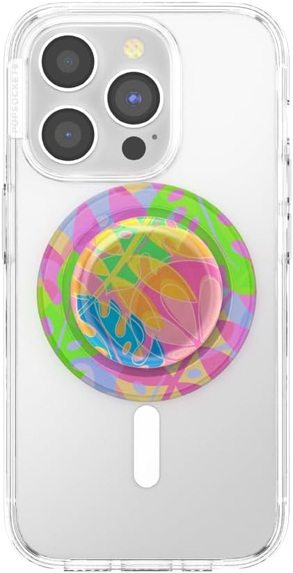 PopSockets Round Phone Grip with Adapter Ring, Compatible with MagSafe, Phone Holder, Wireless Charging - Boca Palm