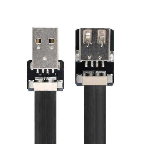 Xiwai 0.2M USB 2.0 Type-A Male to Female Extension Data Flat Slim FPC Cable for FPV, Disk, Scanner & Printer