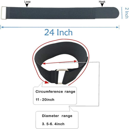 6Pcs 24" x 2" Nylon Heavy Duty Reusable Hook and Loop Cinch Straps, Adjustable Fastening Cable Straps, Black