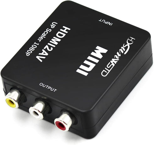 HDMI to RCA 1080P Converter Adapter, HDMI to AV 3RCA Composite Video Audio with USB Charge Cable (Black)