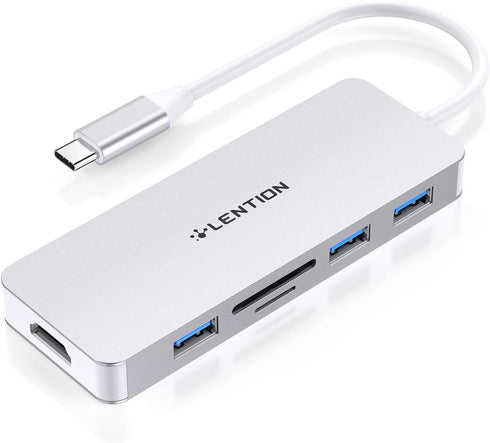 LENTION USB C Hub with 4K HDMI, 3 USB 3.0, SD/Micro SD Card Reader, Compatible with 2023-2016 MacBook Pro