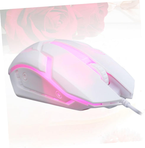 Housoutil White Wired Gaming Mouse USB Backlit Light up Computer Mouse Ergonomic Design for Laptop Desktop Home Dorm