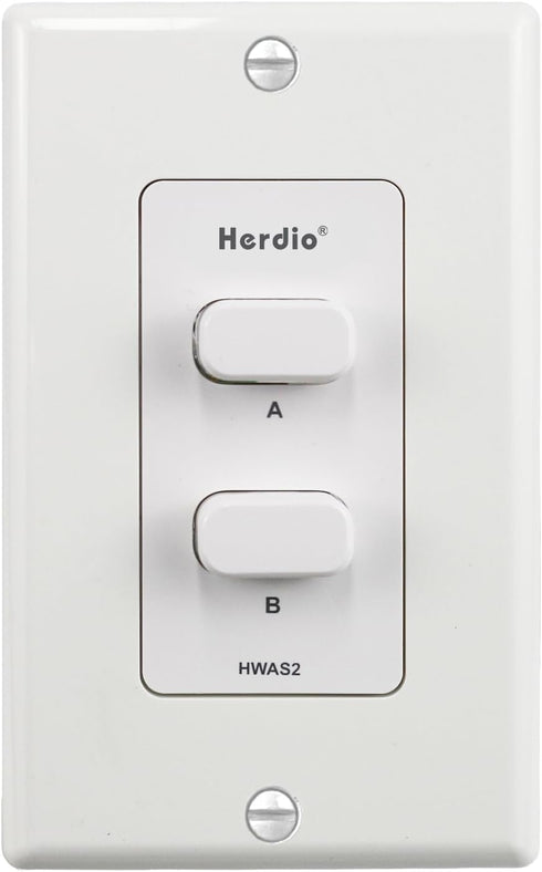 Herdio in-Wall Speaker Selector Switch - 2 Channel Home Audio Speakers Controller for