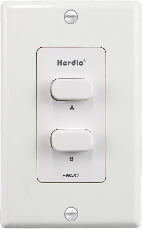 Herdio in-Wall Speaker Selector Switch - 2 Channel Home Audio Speakers Controller for