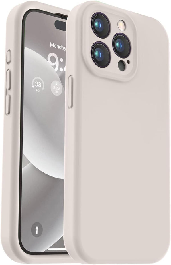 Vooii Compatible Case for iPhone 15 Pro Max, Premium Silicone with Camera Protection, Shockproof (Stone)
